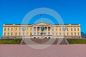 Statue of king Karl Johan in front of the royal palace in Oslo, Norway