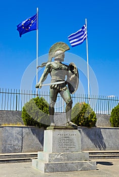 Statue of king Leonidas in Sparta, Greece photo