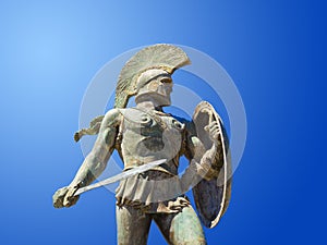 Statue of king Leonidas in Sparta, Greece photo