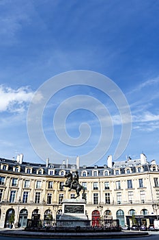 Statue of King Louis XIV at Place des Victoires square in Paris, France