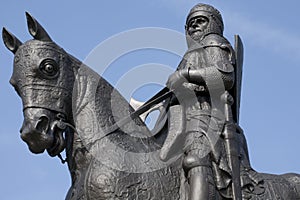 Statue of King Robert The Bruce of Scotland at Battle of Bannockburn memorial at the battle field in Stirlingshire, Scotland.