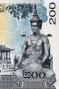 Statue of King Sisowath at the National Museum of Cambodia from money