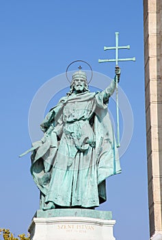 Statue of King Stephen I in Budapest, Hungary photo