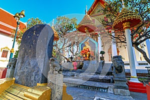 A statue of King Taksin in Wat Intharam (Wat Bang Yi Ruea Nok) photo