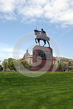 Statue of king Tomislav in city park in Zagreb photo