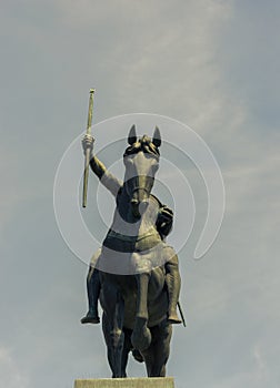 Statue of King Tomislav on Tomislav Square in Zagreb, front view. photo