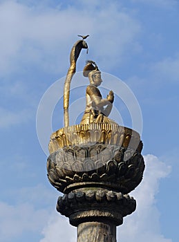 Statue of King Yoganarendra Malla in Patan\'s Durbar Square