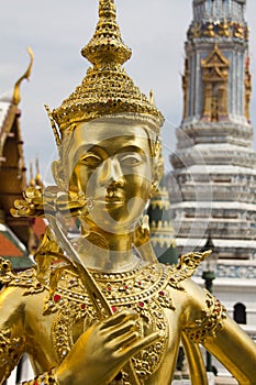 Statue of Kinnari in the Grand Palace (Wat Phra Kaeo) in Bangkok, Thailand.