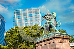 Statue of Kusunoki Masashige, famed Japanese samurai in Tokyo, Japan
