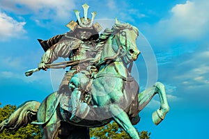 Statue of Kusunoki Masashige, famed Japanese samurai in Tokyo, Japan