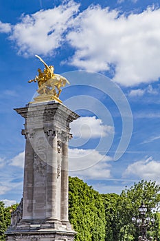 Statue La Renommee des Arts at Pont Alexandre III in Paris