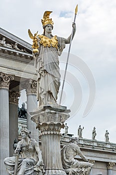 Statue of lady justice at parliament building Vienna