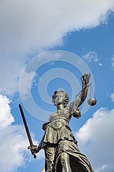 Statue of Lady Justice at the Roemer in Frankfurt photo