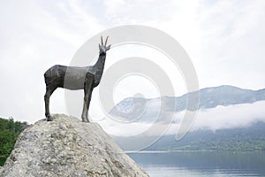 Estatua de legendario gamuza sobre el costa de Eslovenia 