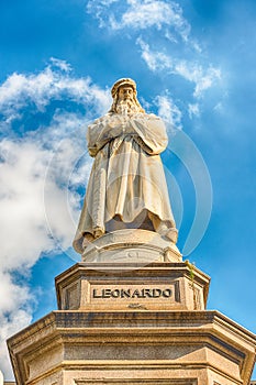 Statue of Leonardo da Vinci in Milan, Italy