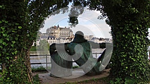 Statue of Leonardo da Vinci at village of Amboise