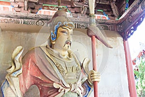 Statue of Liao Hua at Xuchang Guandi Temple. a famous historic site in Xuchang, Henan, China.