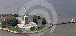 Statue of Liberty from air. photo