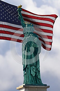 Statue of Liberty and American Flag