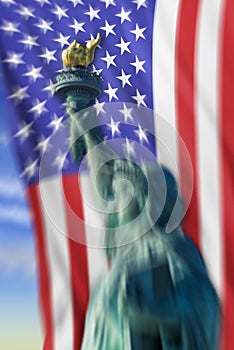Statue of Liberty background.