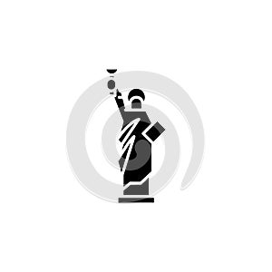 Statue of liberty black icon concept. Statue of liberty flat vector symbol, sign, illustration.