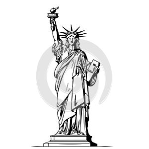 Statue of Liberty cartoon. New York landmark. American symbol. Vector silhouette