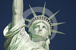 Statue of Liberty Close-Up Blue Sky Horizontal