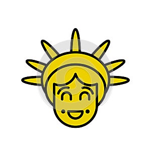 Statue of Liberty emoji. Sightseeing America. Happy head of sculpture of United States. lucky Avatar New York. American symbol o