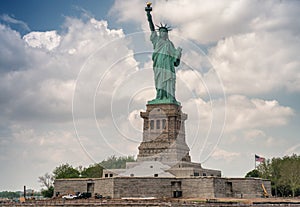 The Statue of Liberty from ferry boat, New York, USA