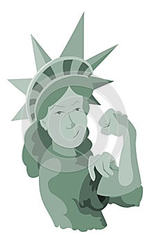 Statue of Liberty flexing her muscles