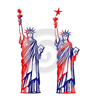 Statue of liberty, freedom. USA symbol or icon. Vector illustration