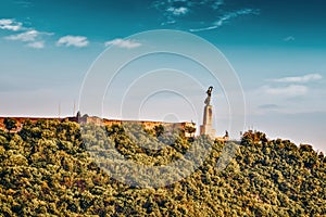 Statue of Liberty on Gellert hill in Budapest at summer day. Hungary