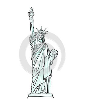 Statue of Liberty hand drawn illustration