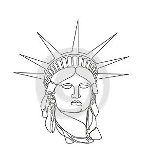 Statue of Liberty Head in single line style