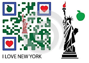 Statue of liberty and I love new york QR code