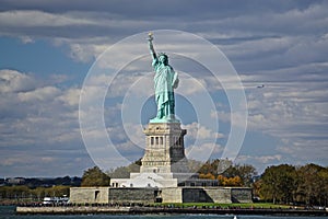 The Statue of Liberty on Liberty Island in New York Harbor