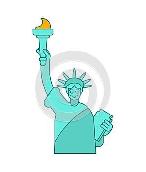 Statue of Liberty linear style. Landmark America. USA Sculpture