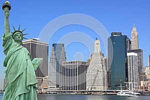 The Statue of Liberty and Manhattan skyline