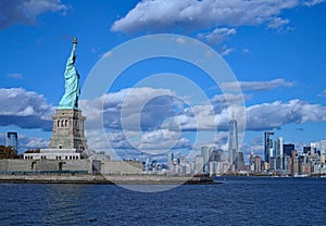 Statue of Liberty with Manhattan skyline