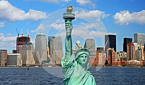 The Statue of Liberty and Manhattan Skyline