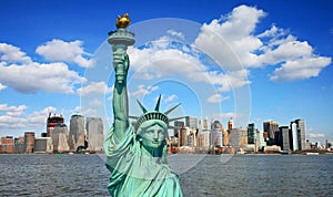 The Statue of Liberty and Manhattan Skyline