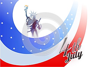 Statue of Liberty on national colors background, American Indep