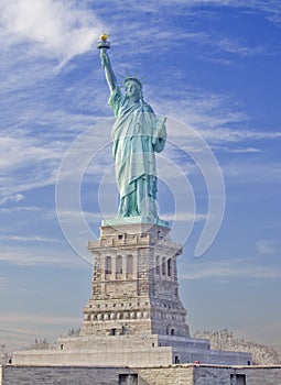 Statue of liberty in new york and blue sky