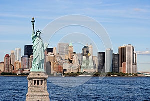 Statue of Liberty and New York City Skyline photo