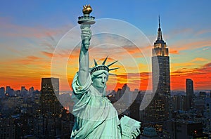 The Statue of Liberty and New York City skyline