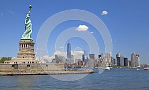 Statue of Liberty and New York City skyline, NY, USA