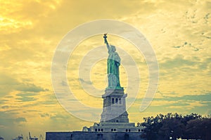 Statue of Liberty, New York City , USA . ( Filtered image proce