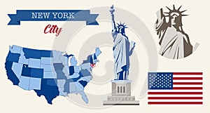Statue of Liberty. New York landmark and symbol of Freedom and Democracy. Vector