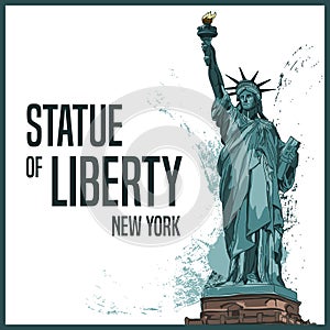 Statue of Liberty, New York, United States of America. Vector illustration