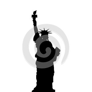 Statue of Liberty, New York, USA. Simple black vector silhouette on white background